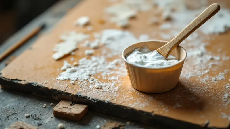 Filler powder being mixed into resin in a small paper cup