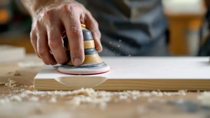 A cured repair being sanded flush with the surrounding surface